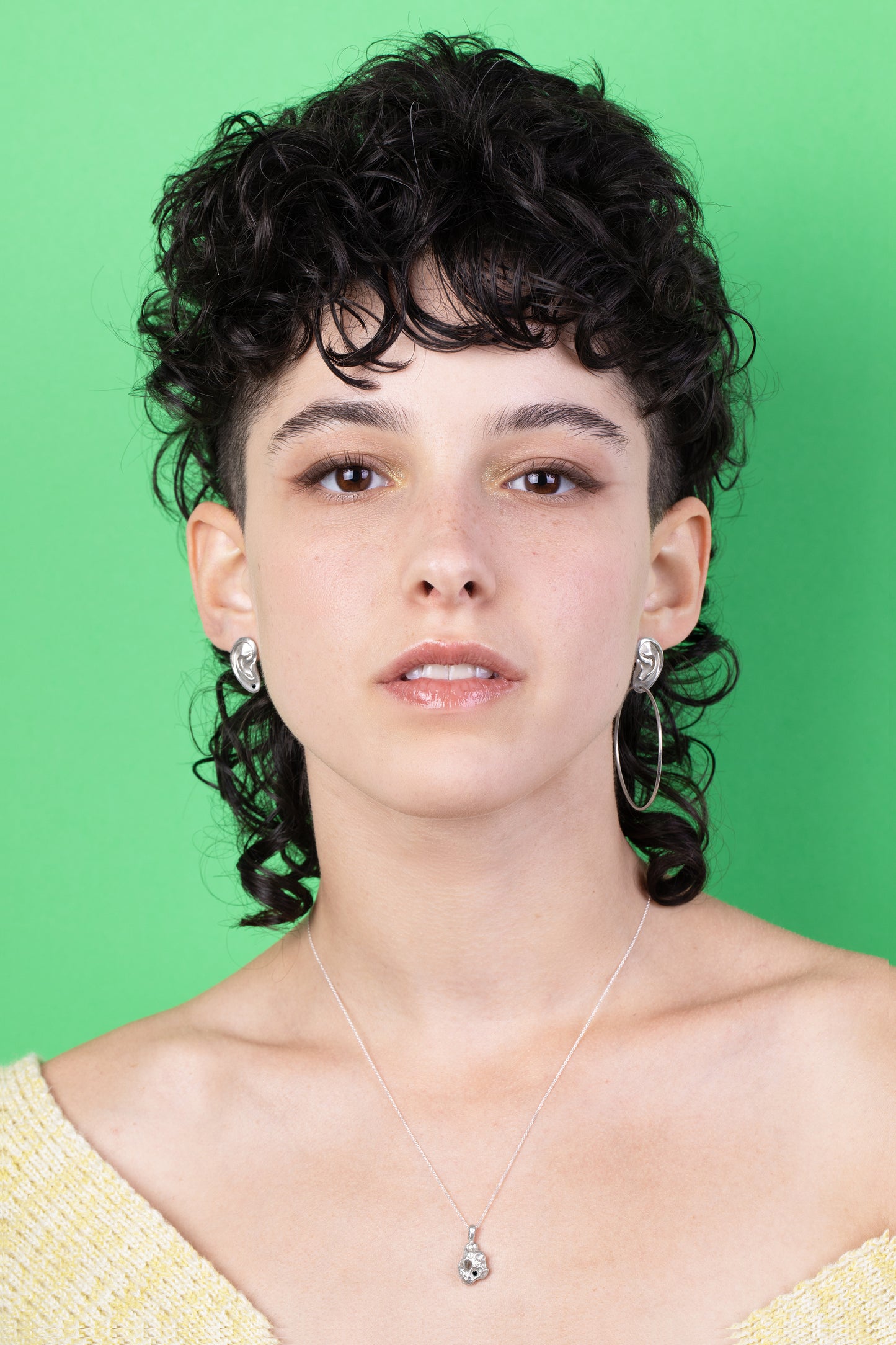 ear stud with big hoop