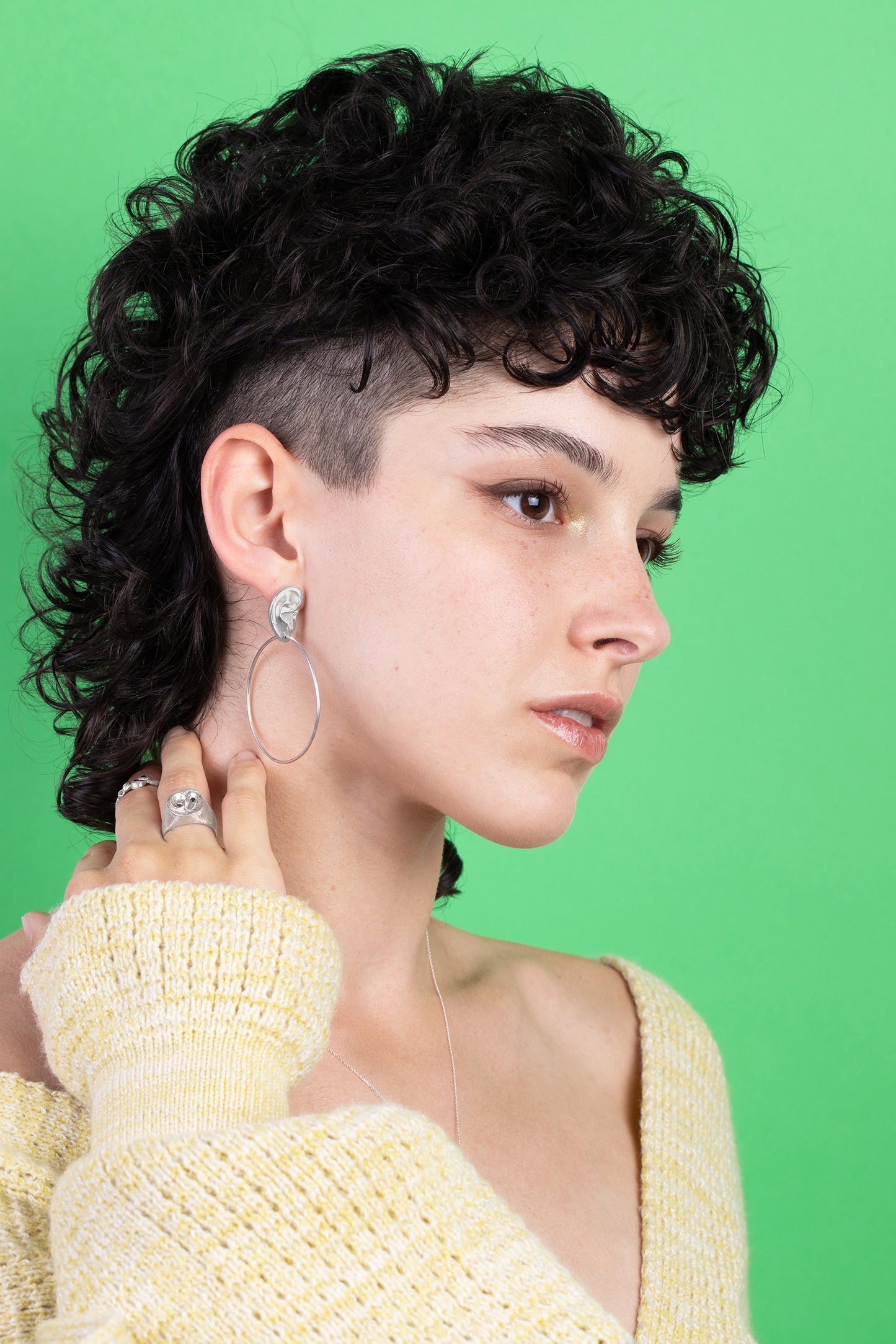 ear stud with big hoop