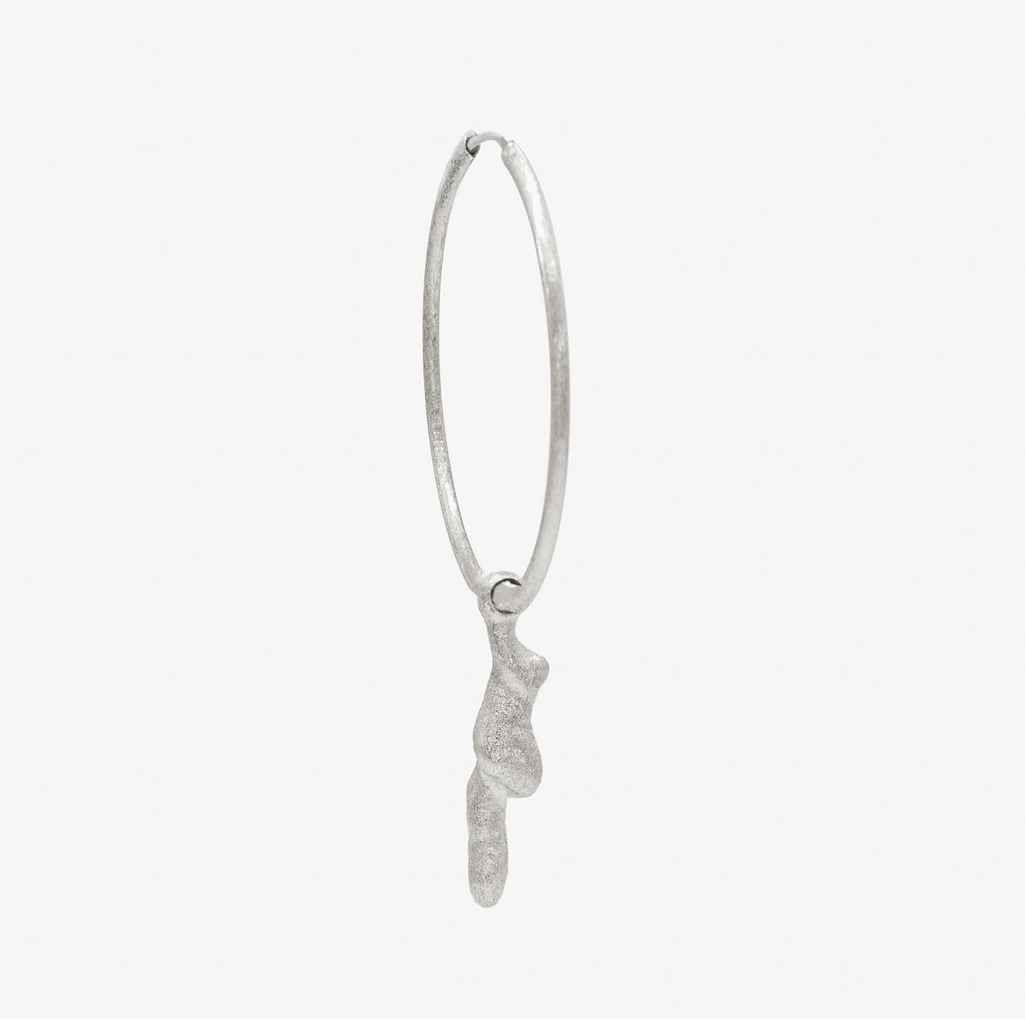 big silver hoop & medium silver molten charm