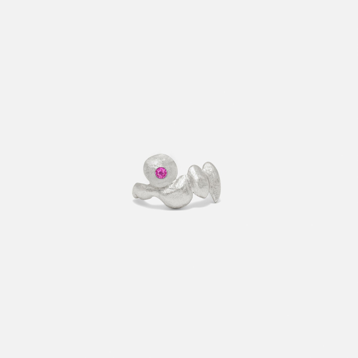 bobbles ear cuff silver & pink sapphire