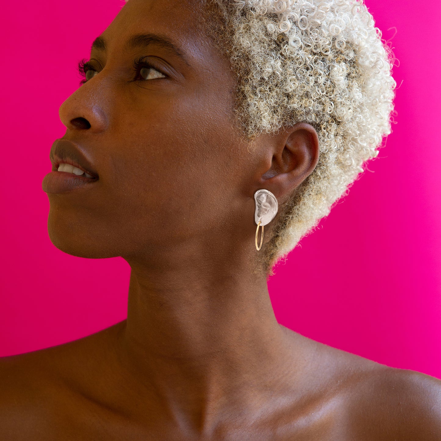 ear stud with gold hoop
