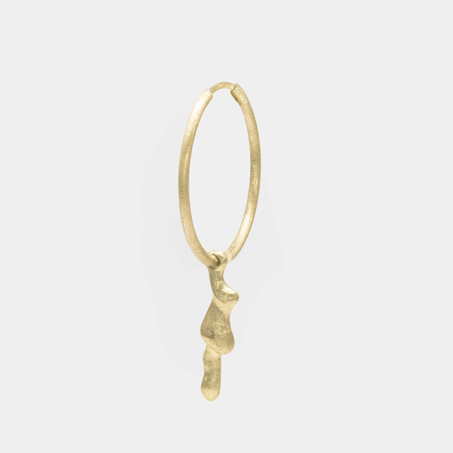 medium gold hoop & molten charm gold