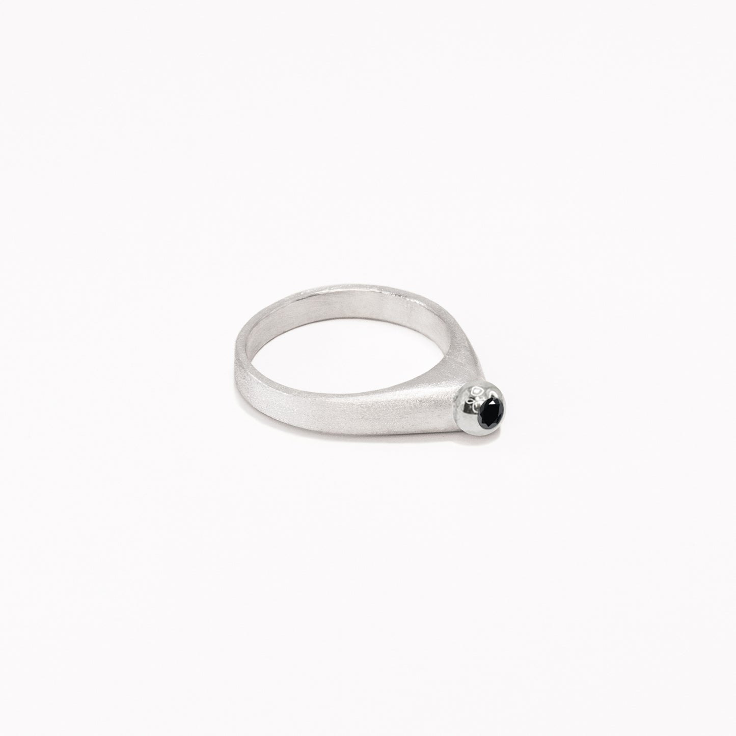 silver & black diamond globe ring