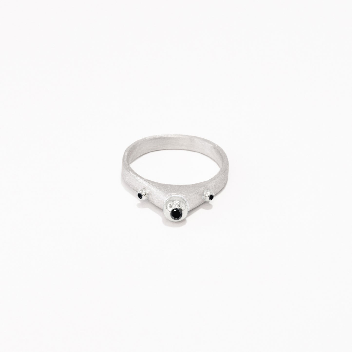 silver & black diamond globes ring