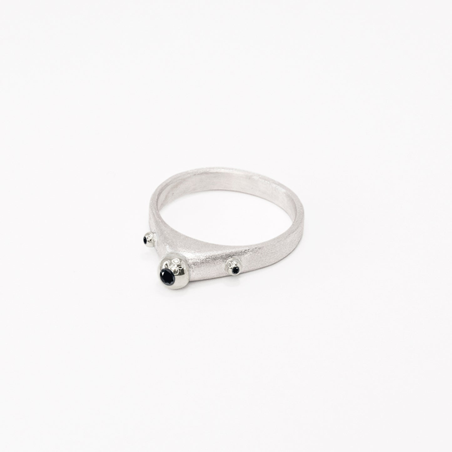 silver & black diamond globes ring