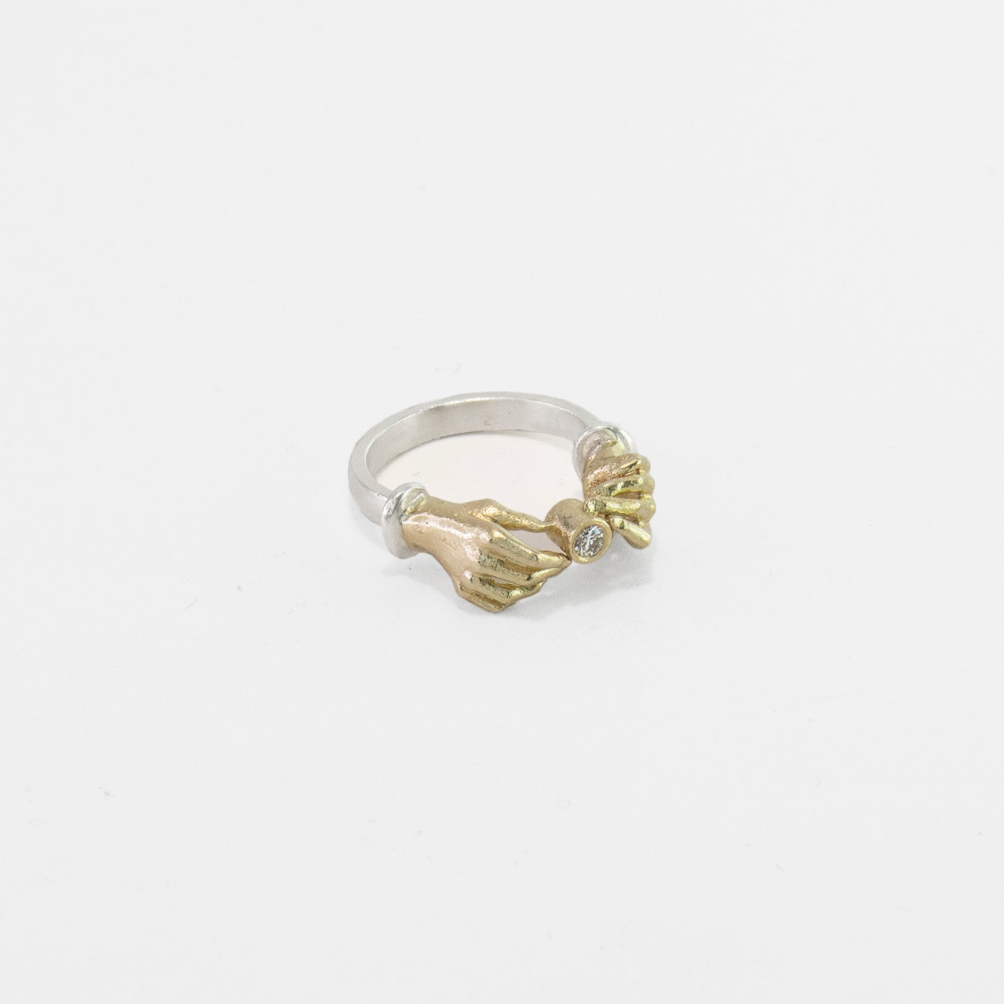 hands up ring bicolor gold & diamond