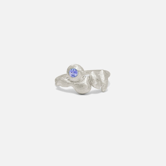 single gem bobble ring silver&tanzanite