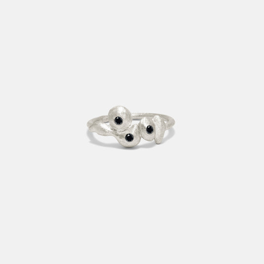 triple gem bobble ring silver&black diamond