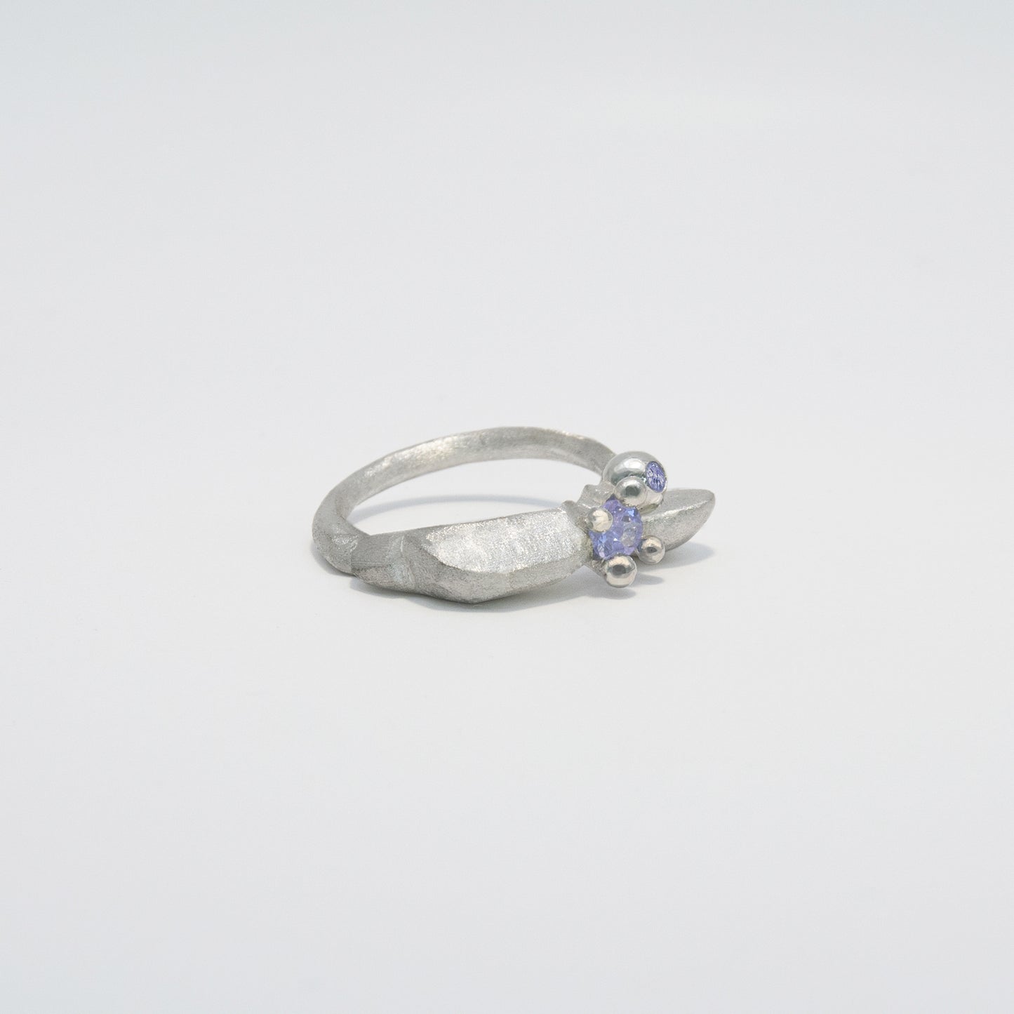 flower bobble ring silver&tanzanite