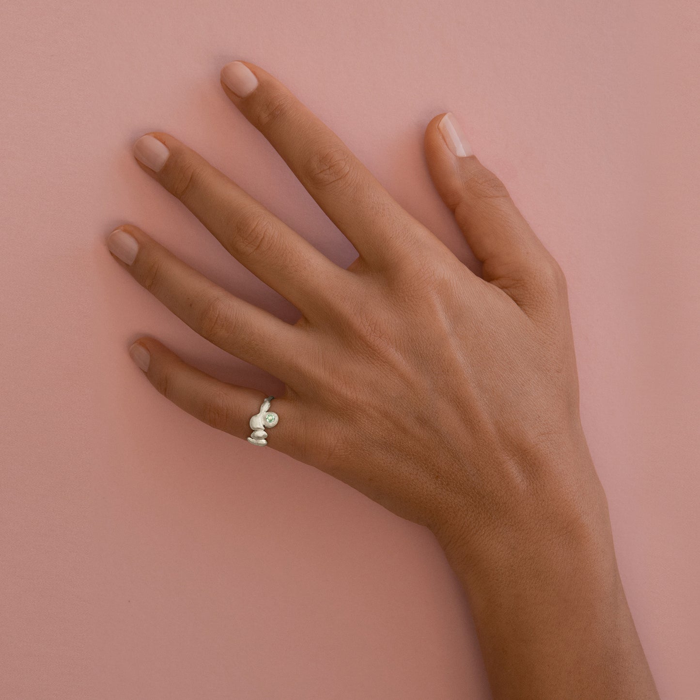 single gem bobble ring silver&tourmaline