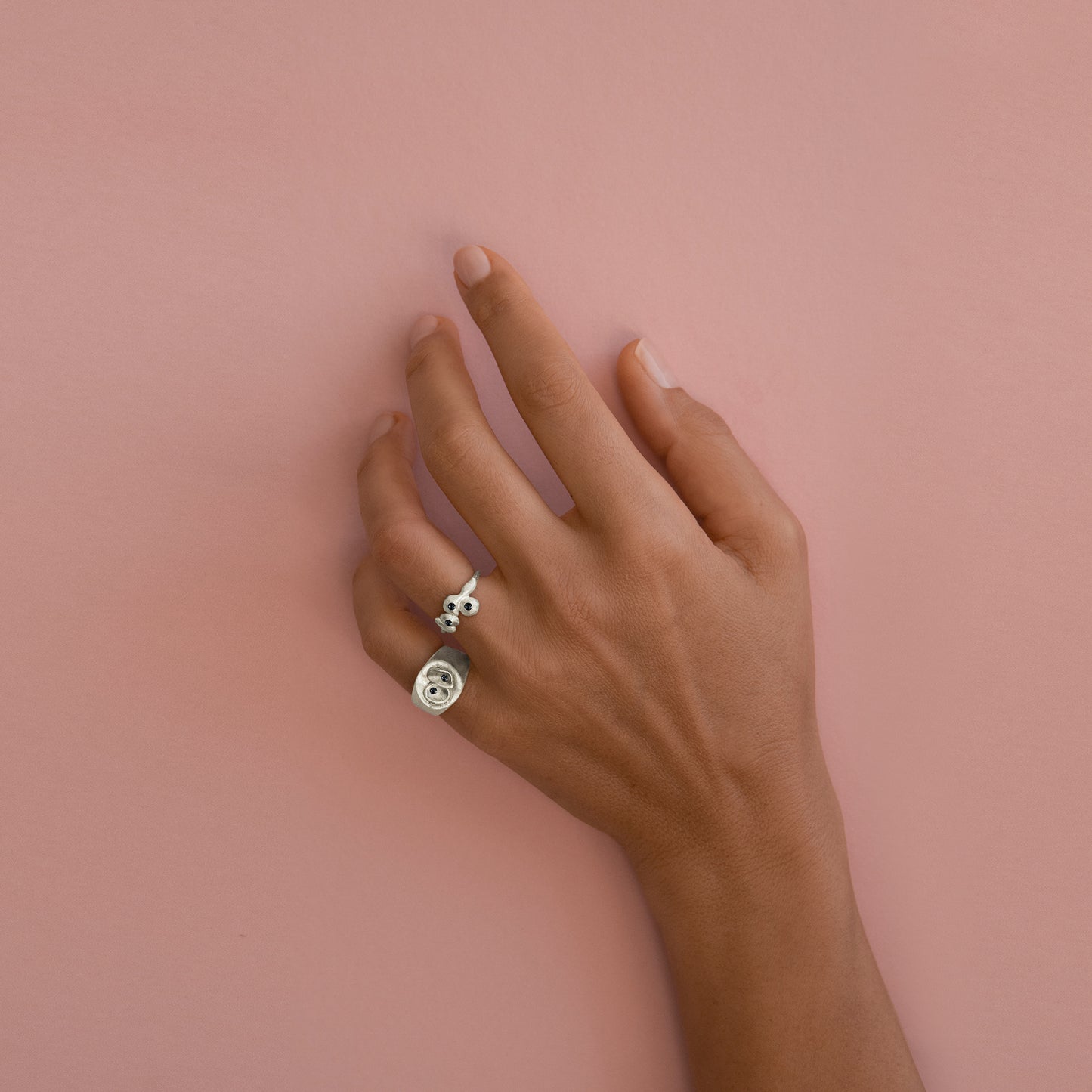 triple gem bobble ring silver&black diamond