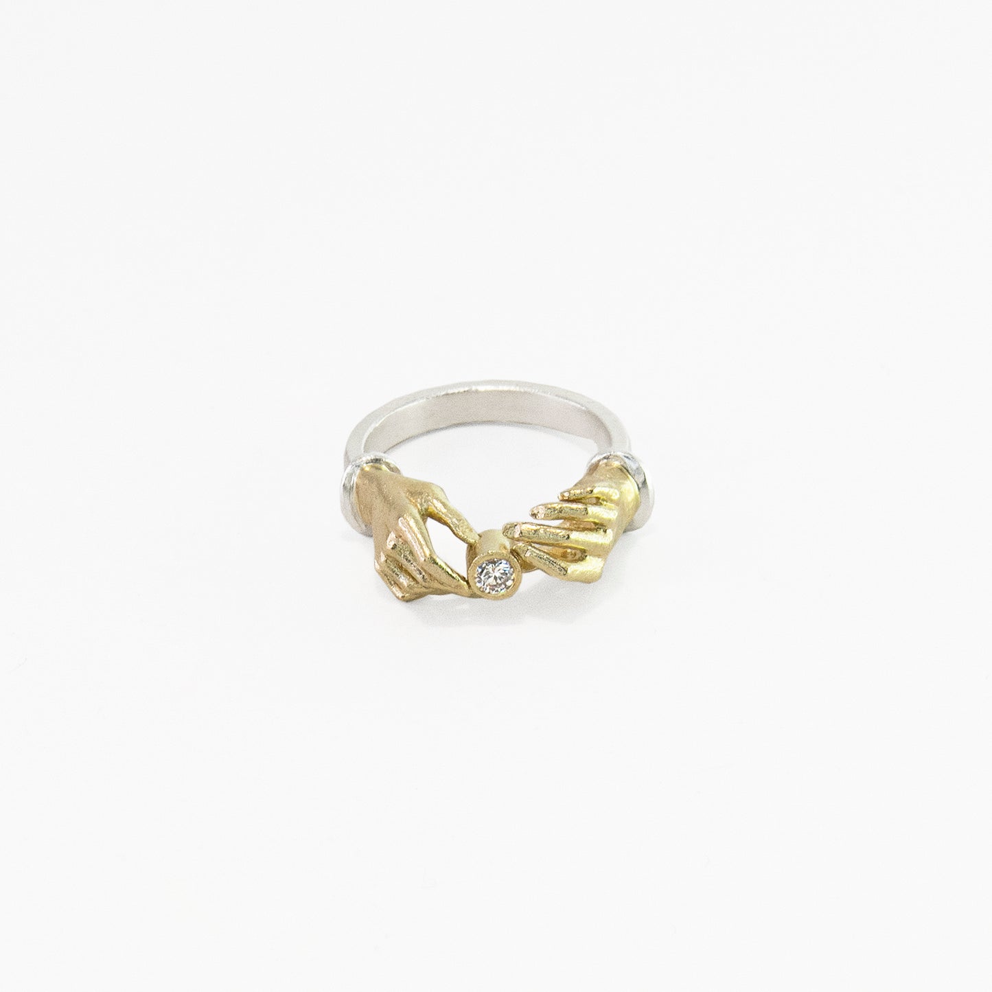 hands up ring bicolor gold & diamond