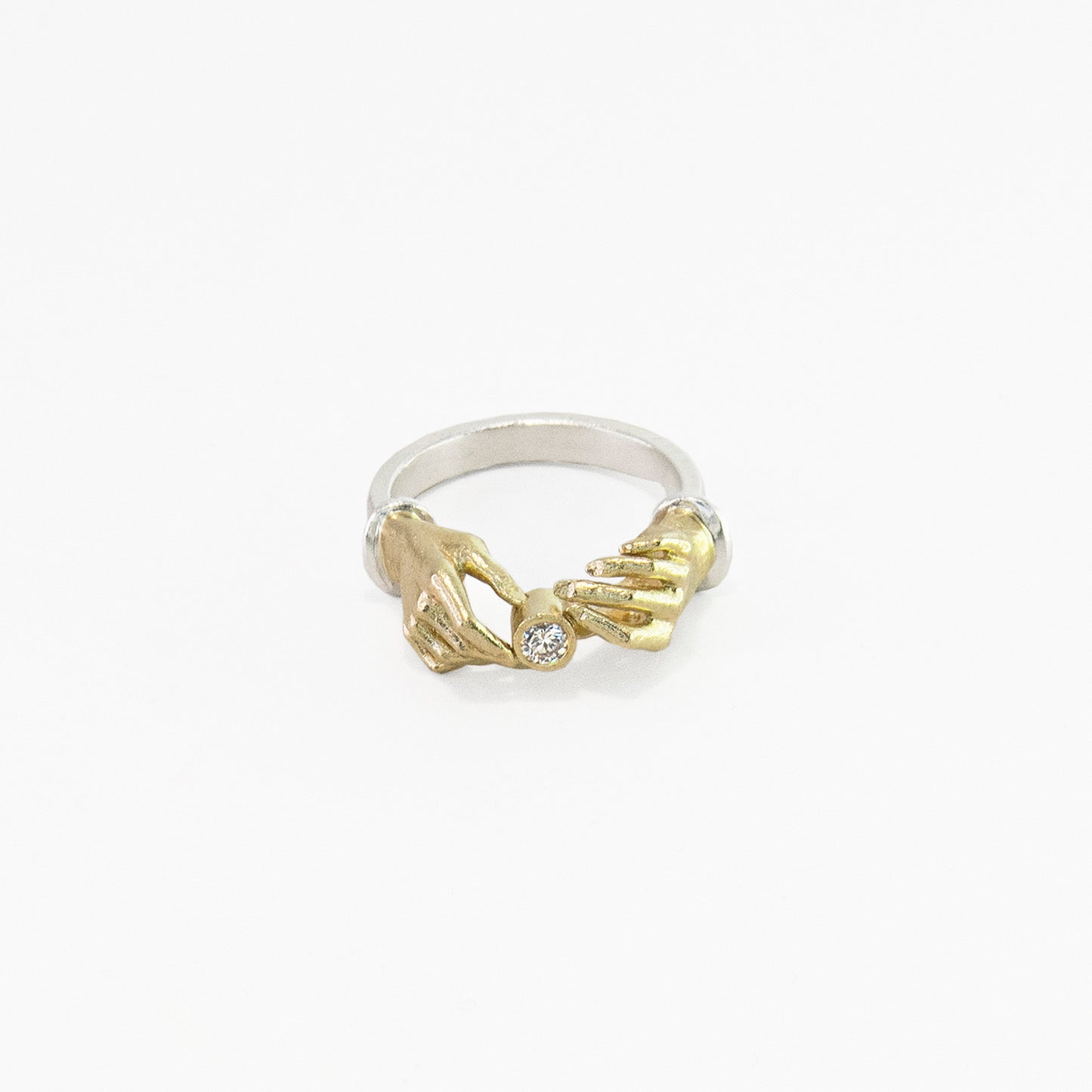 hands up ring bicolor gold & diamond