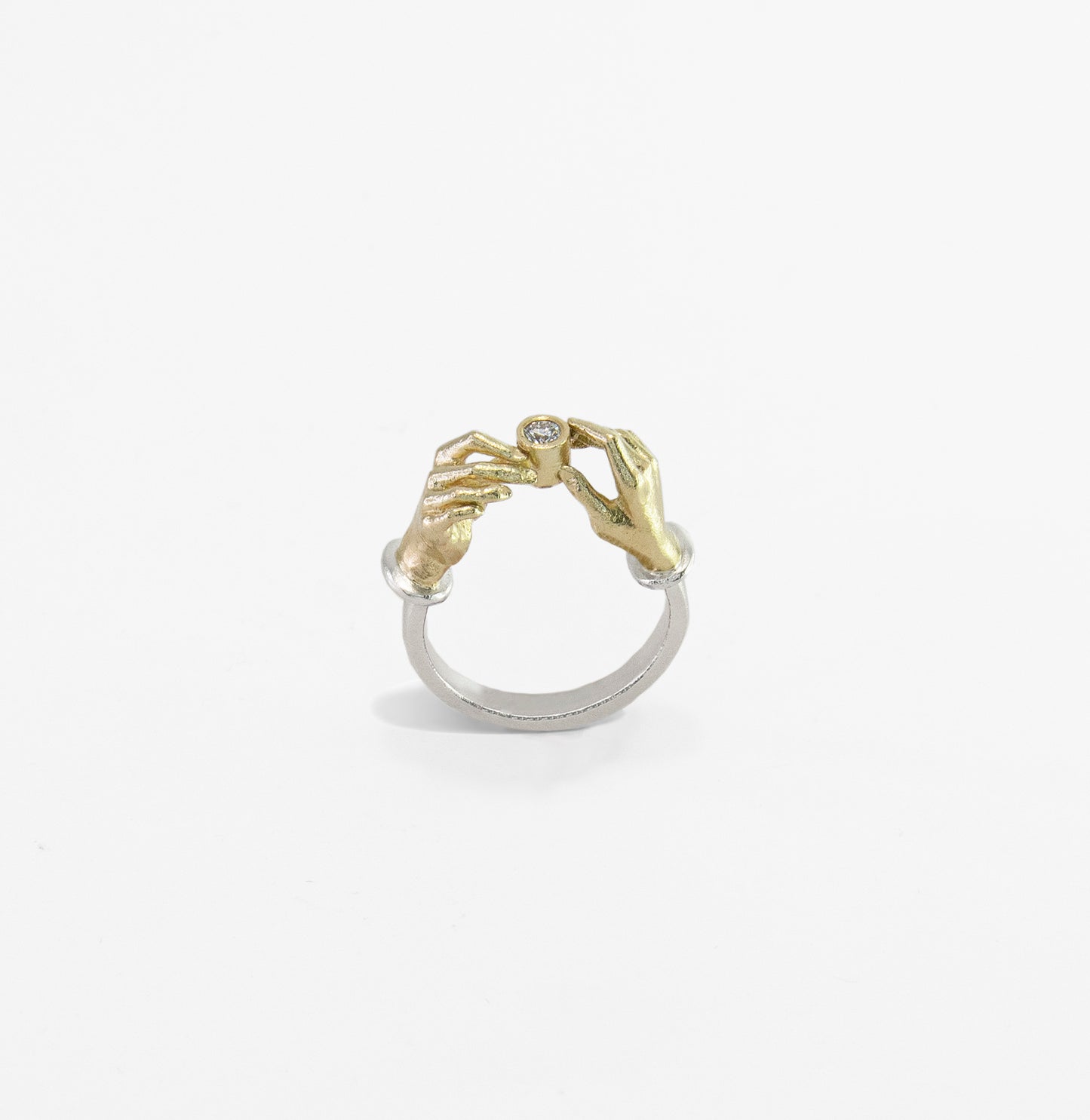 hands up ring bicolor gold & diamond