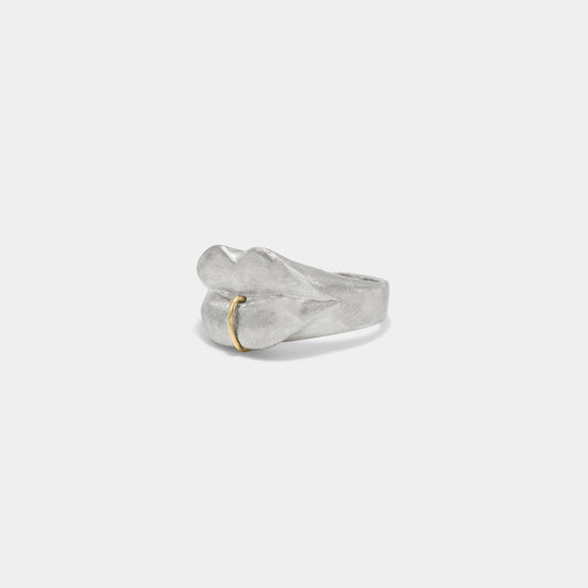 kiss ring with gold piercing
