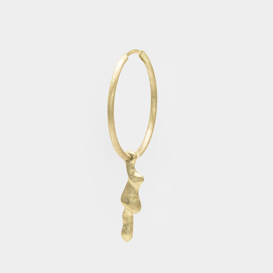 medium gold hoop & molten charm gold