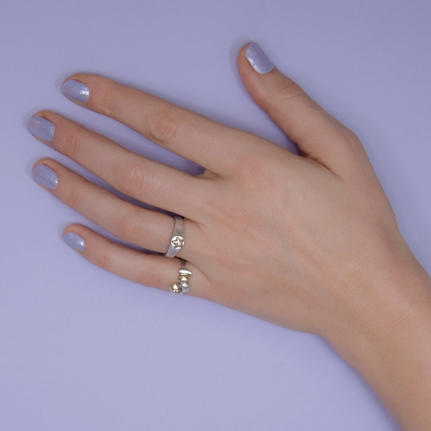 mini bicolor star signet gold & diamond