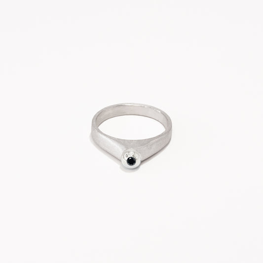 silver & black diamond globe ring
