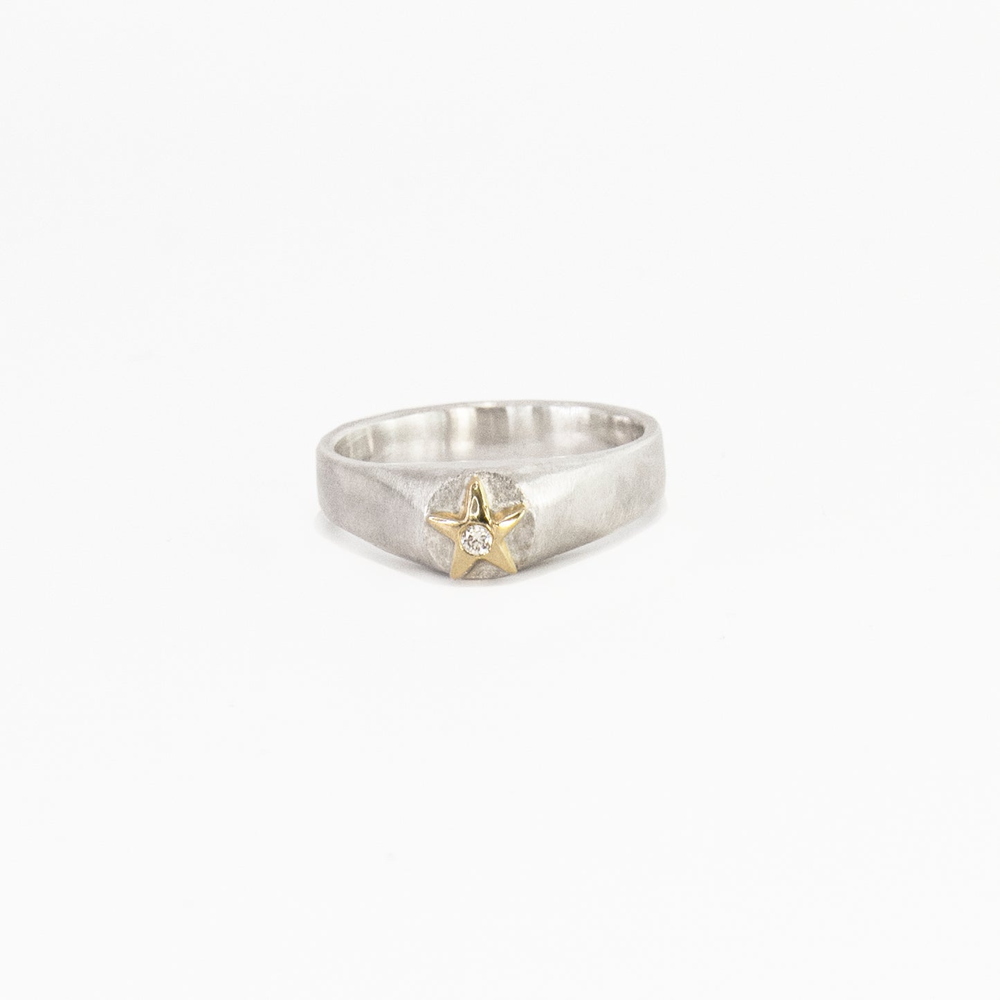 mini bicolor star signet gold & diamond