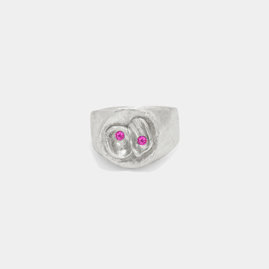 twin volcano signet pink sapphire